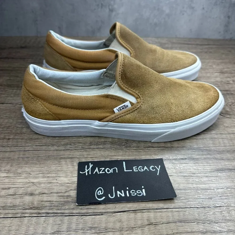 Vans~Women's~Camel‎ Suede/Cloth Classic Slip On Sneakers~Size 7.5